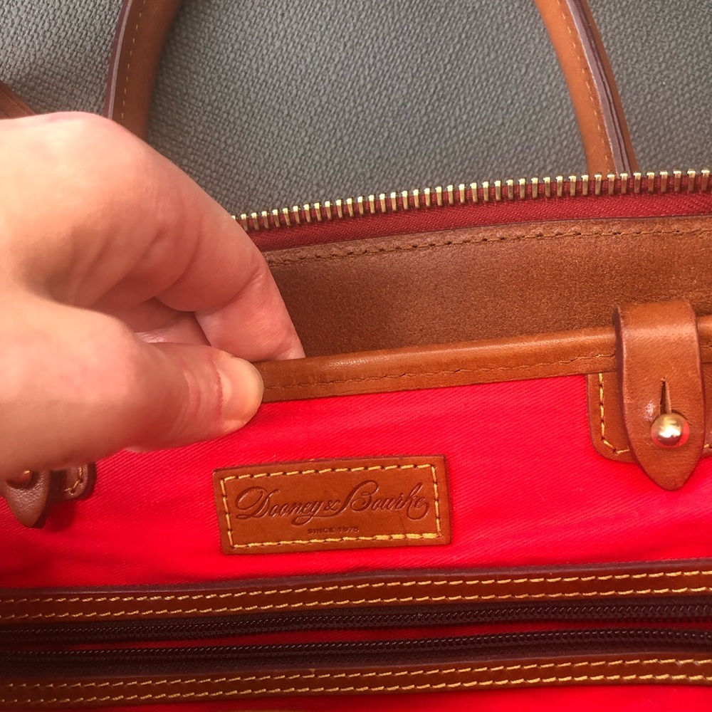 Dooney & Bourke Taupe and Brown Panama Wilson Satchel Vintage Bag - Picture 11 of 16
